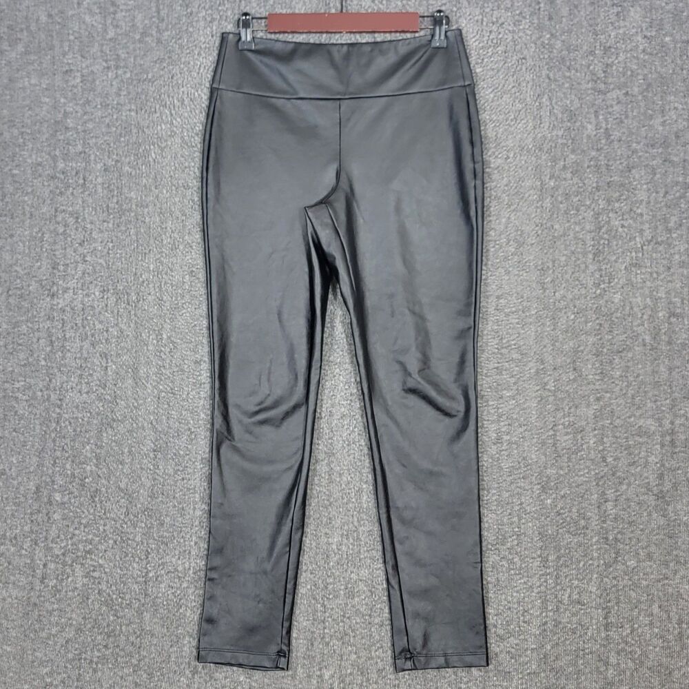 Kendall & Kylie Pants Womens Medium Black Faux Leather Vegan Pull-On Ankle